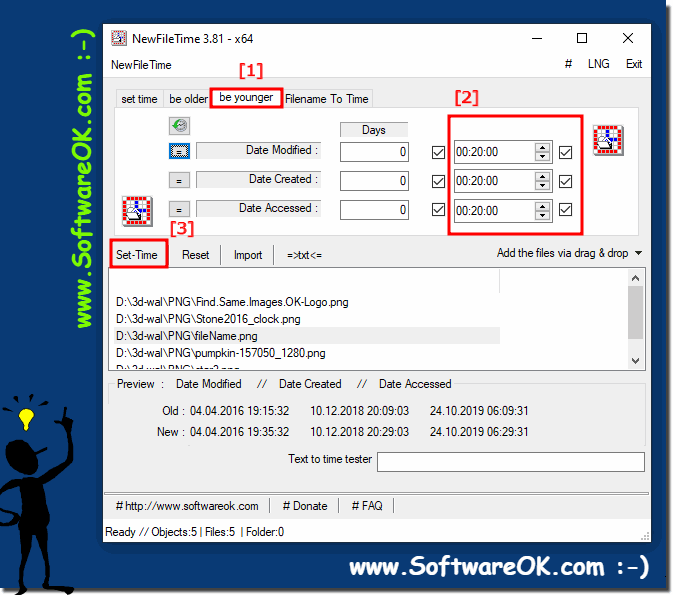 Change minutes for several windows files at the same time!