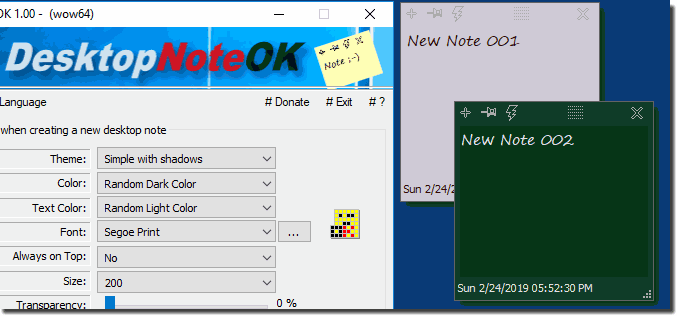 Desktop notes on the Windows desktop as a desktop program!