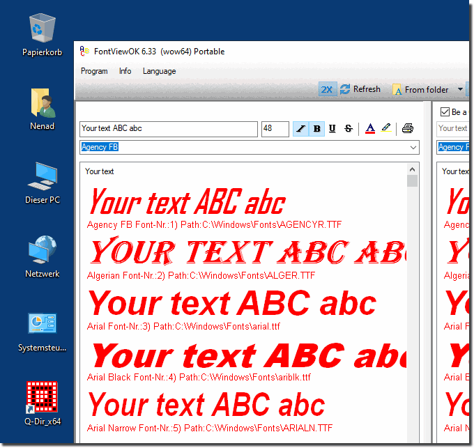 A font list under Windows!