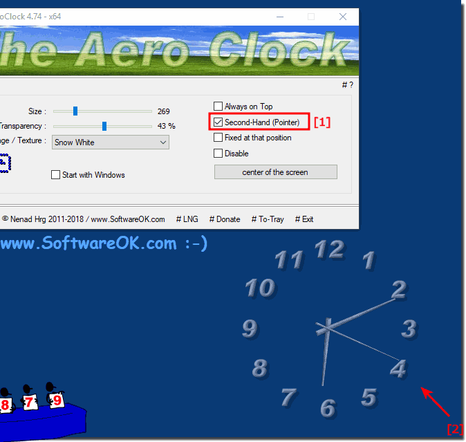 Show The Window Desktop Clock seconds pointer!