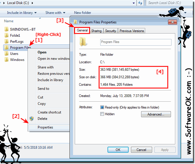 Folder size and folder size on disk in Windows 7, 8.1, 10 Explorer and on MS Server