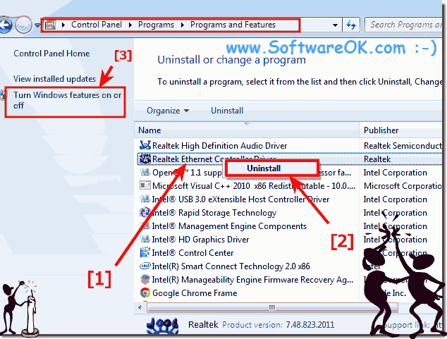 How to uninstall Programs and Features in Windows 7?