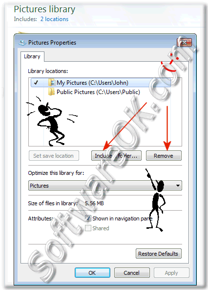 Windows-7 - Include or Delete folders from libraries