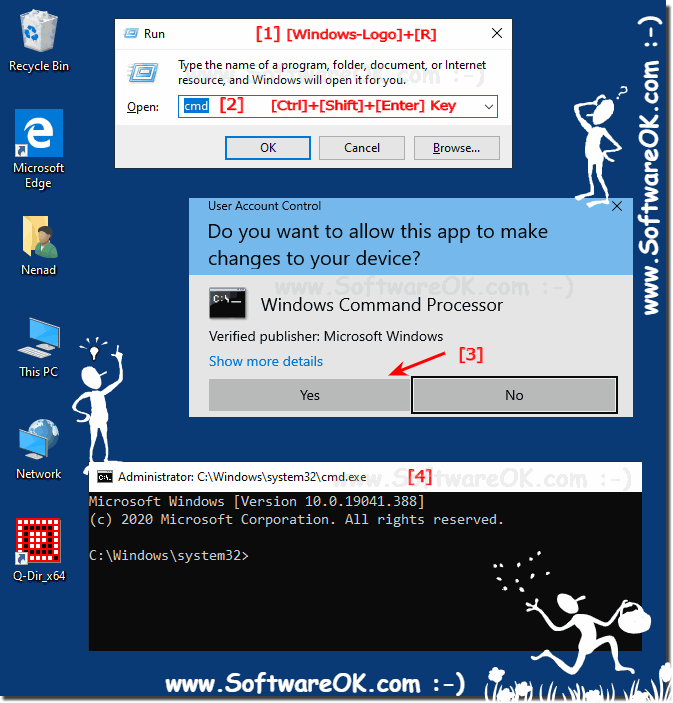 Easy Run: the command prompt in admin-mode on new Windows OS!