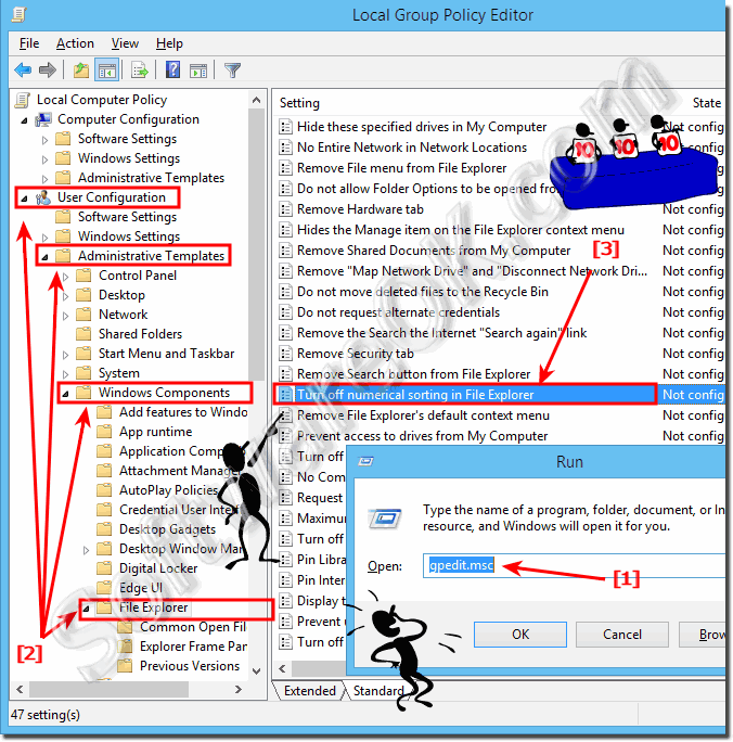 Disable numeric sorting in Windows-Explorer for files and folders!