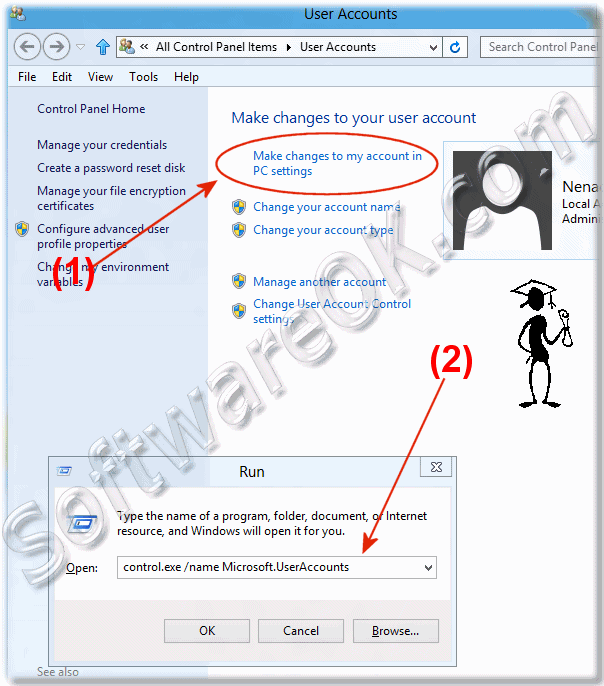 change the Windows-8 user account password