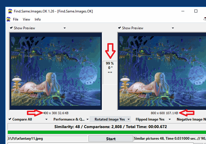 Find Same Images Rotated and Negative plus Flipped!