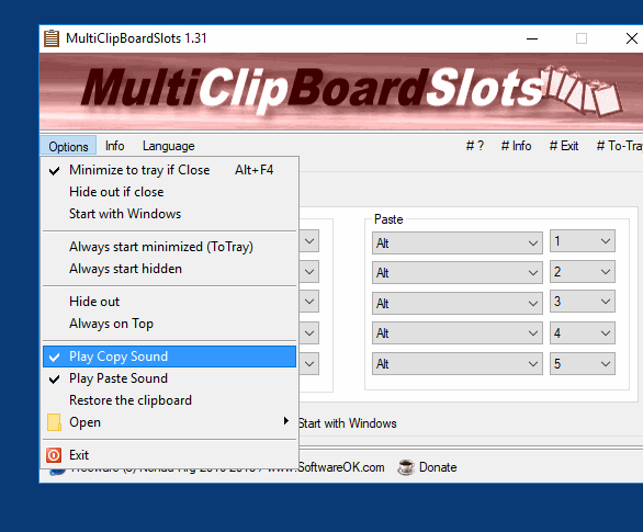 Play Sound when use copy and paste action from the clipboard!