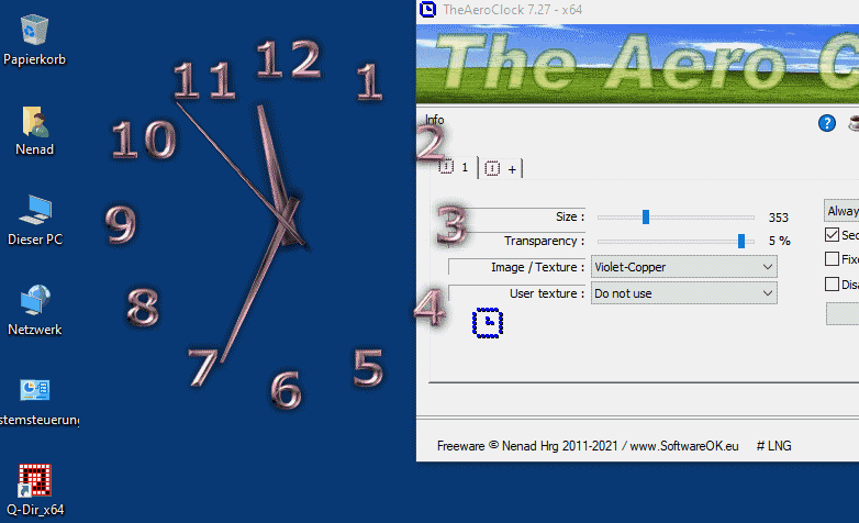 Simple but at the same time beautiful desktop clockTheAeroClock!