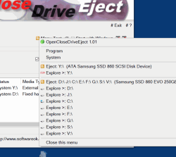 Safely remove drives and open close DVD, USB