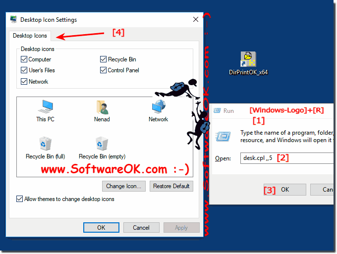 Desk.cpl ,,5. in Windows 10 Desktop Icon Settings!