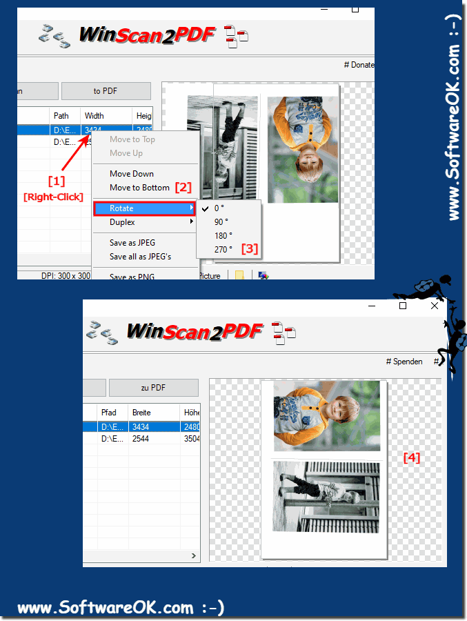 Rotate the image or scan before create PDF!