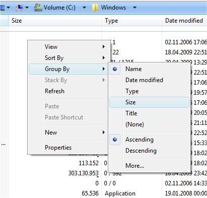 Grouping in Vista and Windows 7