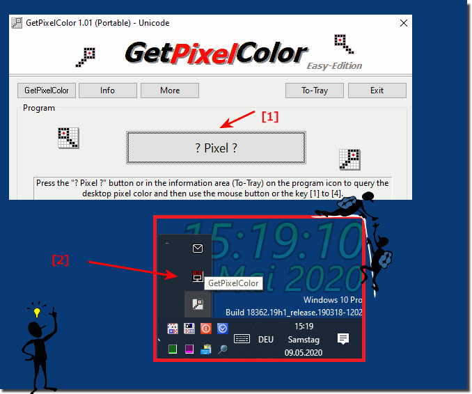 Query color pixel value from info area in taskbar!