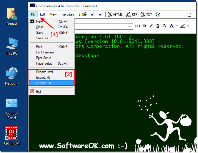 Export the command prompt output to TXT, RTF, HTML!