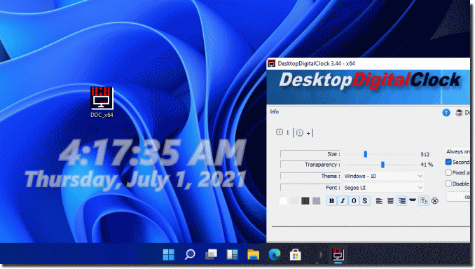 Can I use the digital clock on the Windows 11 desktop?