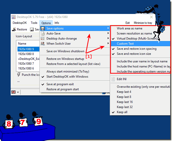 DesktopOK save options on Windows-10!