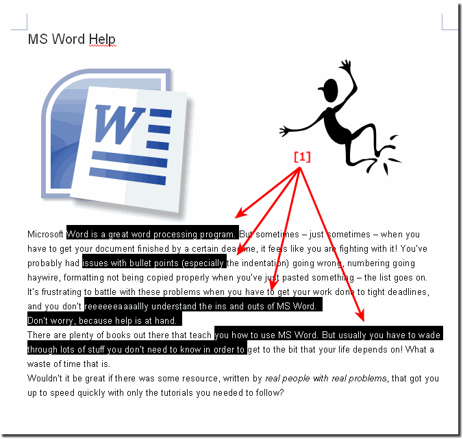 Selecting multiple pieces of Text in Microsoft-Word!