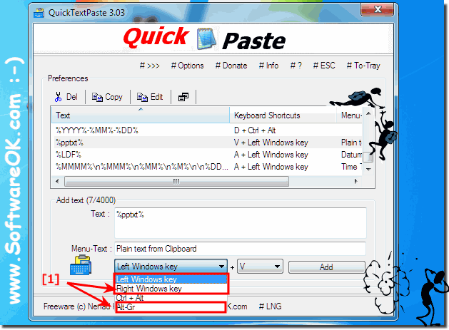 QuickTextPaste commands without context menu!