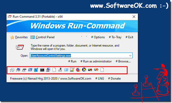 Quick launch bar for the Run dialog as an alternative for all Windows OS