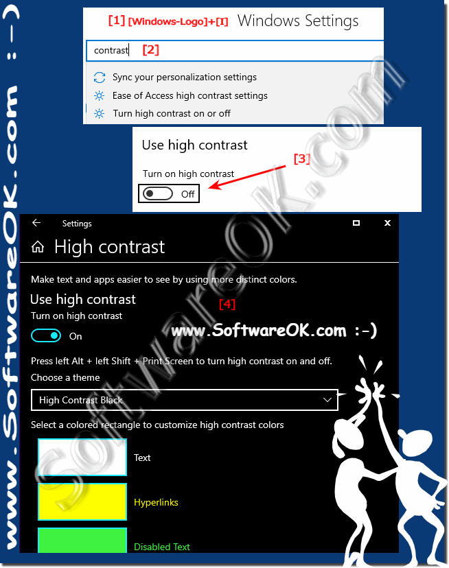 Color filter settings contrast black for Windows 10!