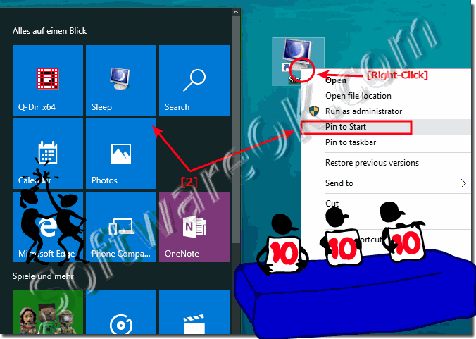 Pin Sleep-Mode-Button to Windows-10 Start-Menu!