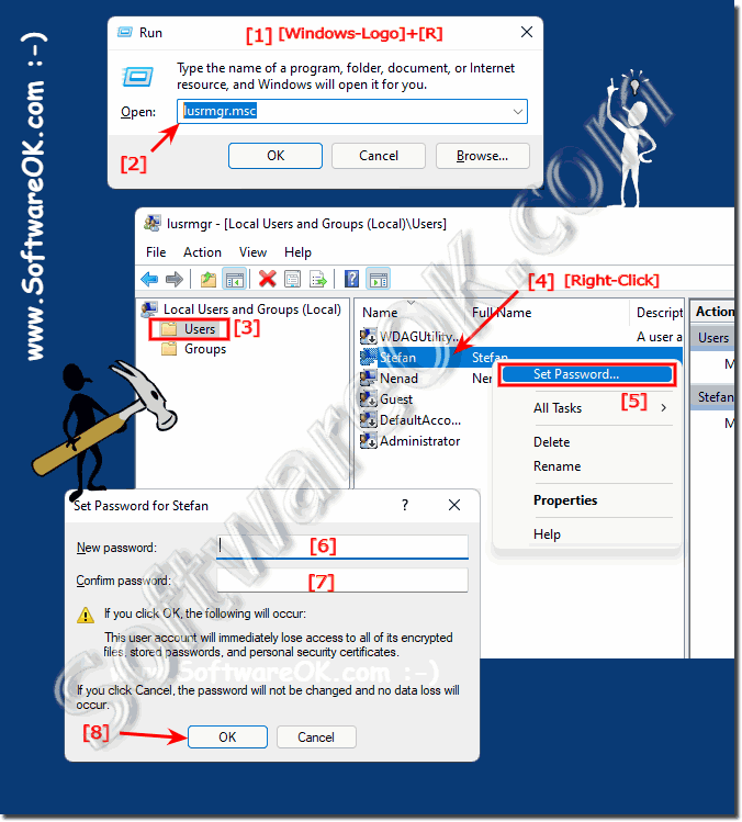 Windows 11 change, set, remove the password / password!