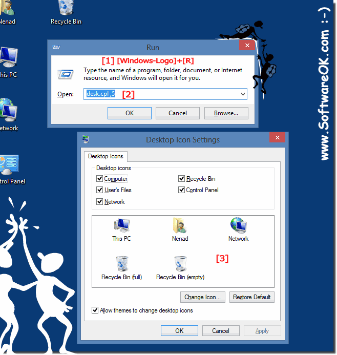 Show Windows 8 desktop icons via RUN cmd (command)