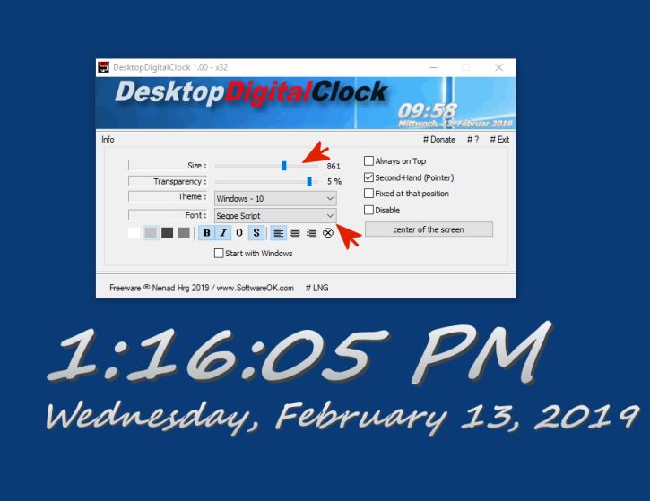 A Magnificent and Great Digital Desktop Clock for all MS Windows 11, 10, ... OS!