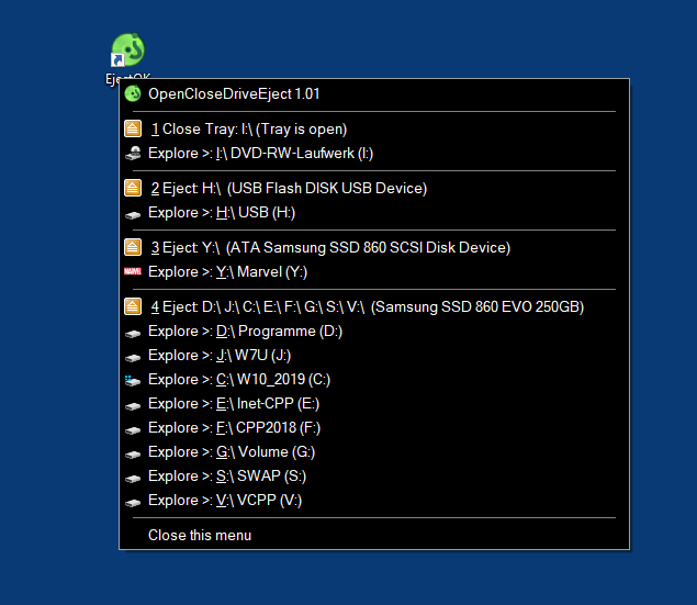 Desktop Shortcut for Drives Safely Remove and Eject!