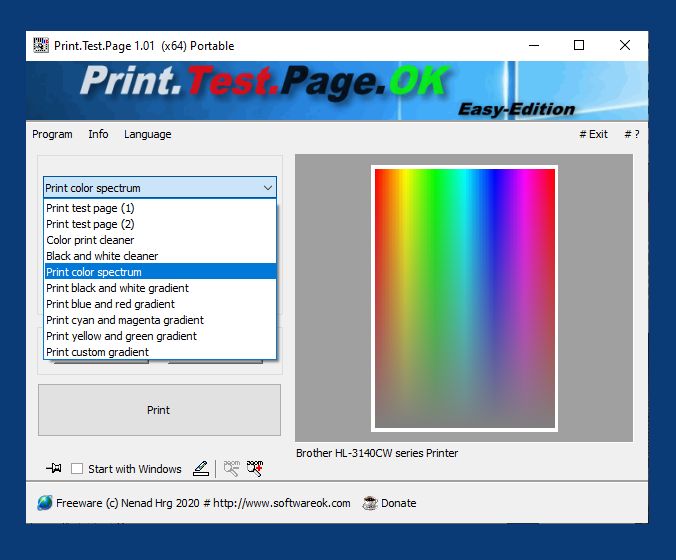 The Windows 11, 10, ... color palette test page printing for all the best printers!