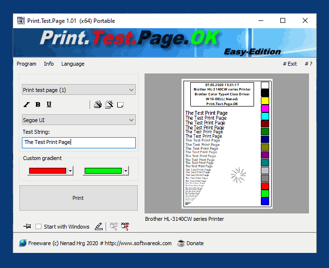 The alternative test page print for Windows 11, 10, ... PCs!.